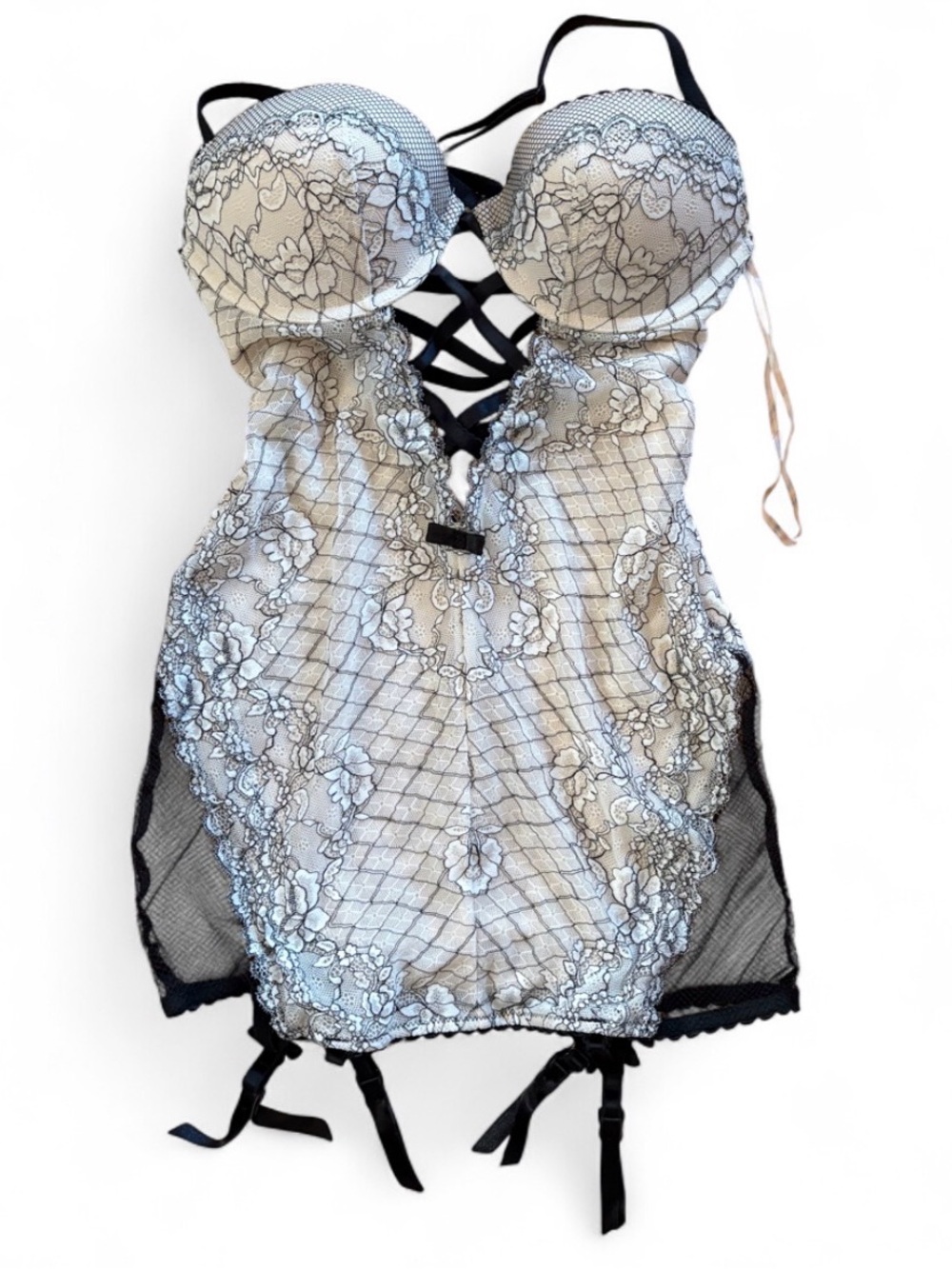 Victorias Secret Babydoll Chemise Corset Lace Lingerie NWT